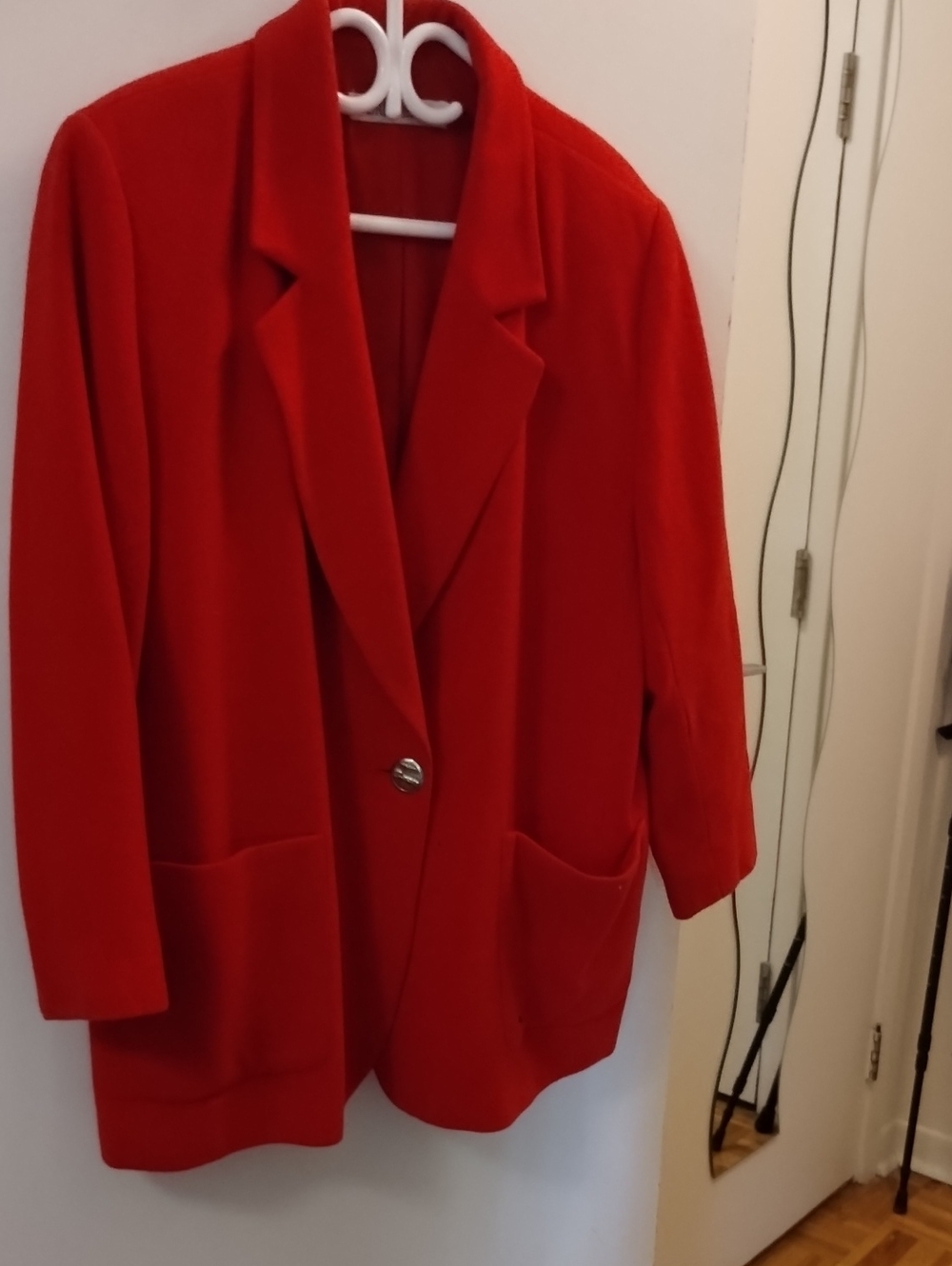 Lauren Jeffries Red Wool Women's Blazer Jacket - Classic Single-Button Coat